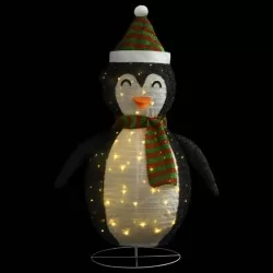 Декоративна коледна фигура на пингвин с LED, лукс, плат, 120 см