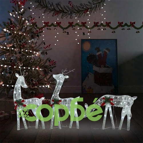 Семейство коледни елени 270x7x90 см сребристо студенобяло мрежа ➤ топ цена ➤ sorbe.bg