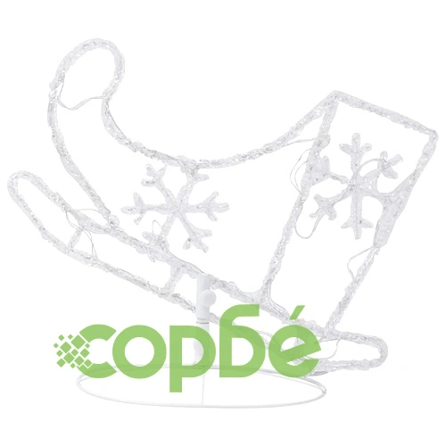 Акрилни летящи коледни елени с шейна 260x21x87 см студено бяло ➤ топ цена ➤ sorbe.bg