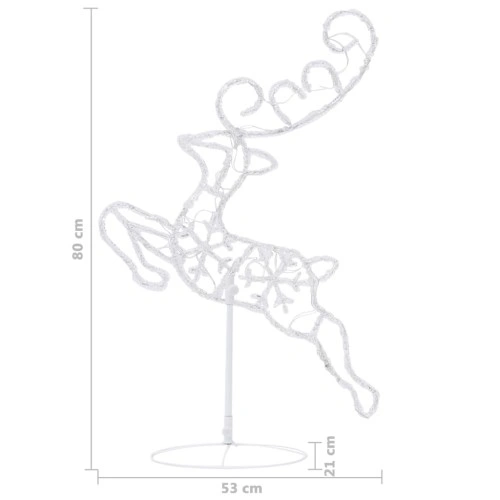 Акрилни летящи коледни елени с шейна, 260x21x87 см, синьо ➤ топ цена ➤ sorbe.bg