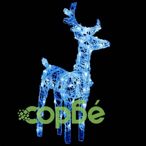 Коледна украса елени с шейна, 160 LED, 130 см, акрил ➤ топ цена ➤ sorbe.bg