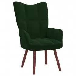 Релаксиращ стол, тъмнозелен, кадифе