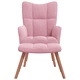 Релакс стол с табуретка, розов, кадифе