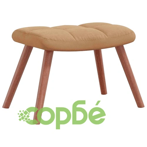 Релакс стол с табуретка, кафяв, кадифе ➤ топ цена ➤ sorbe.bg