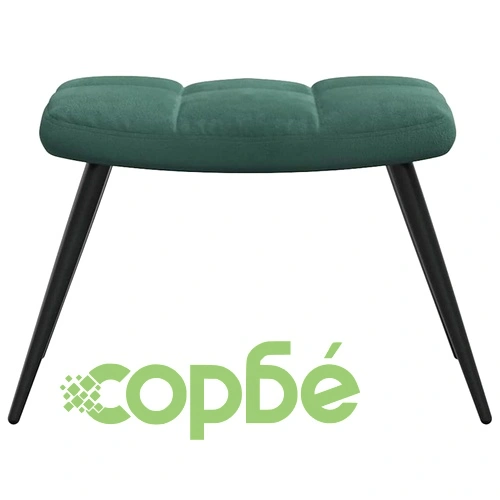 Стол за релакс с табуретка, тъмнозелен, кадифе ➤ топ цена ➤ sorbe.bg