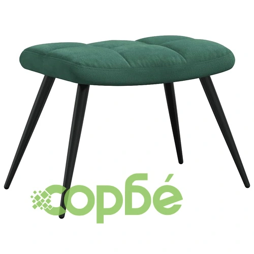 Стол за релакс с табуретка, тъмнозелен, кадифе ➤ топ цена ➤ sorbe.bg