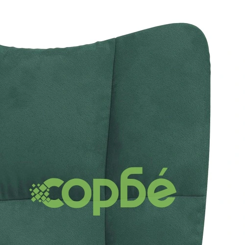 Стол за релакс с табуретка, тъмнозелен, кадифе ➤ топ цена ➤ sorbe.bg