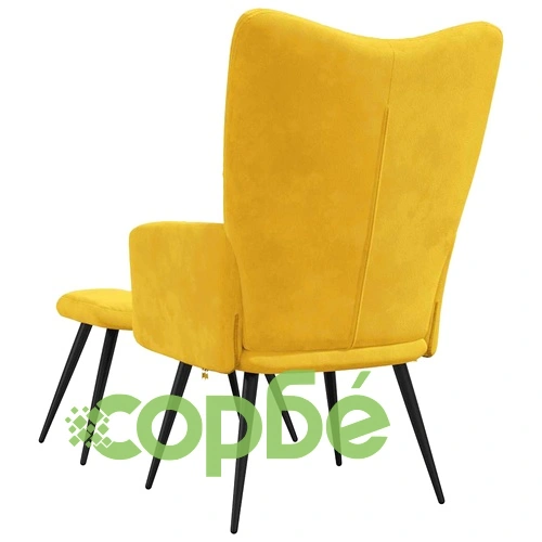 Релаксиращ стол с табуретка, горчица жълто, кадифе ➤ топ цена ➤ sorbe.bg