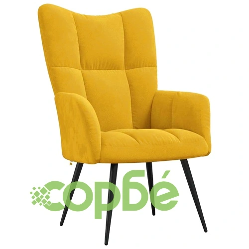 Релаксиращ стол с табуретка, горчица жълто, кадифе ➤ топ цена ➤ sorbe.bg