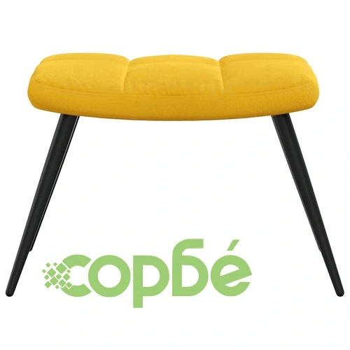 Релаксиращ стол с табуретка, горчица жълто, кадифе ➤ топ цена ➤ sorbe.bg