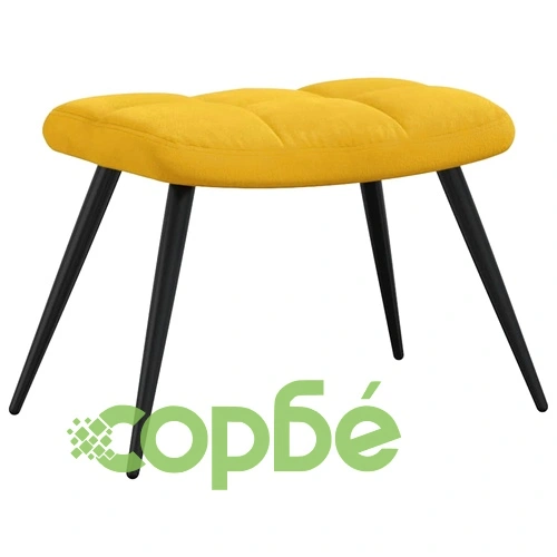 Релаксиращ стол с табуретка, горчица жълто, кадифе ➤ топ цена ➤ sorbe.bg