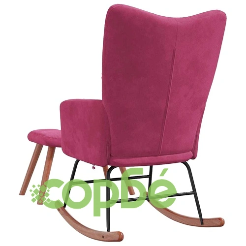 Люлеещ се стол с табуретка, виненочервен, кадифе ➤ топ цена ➤ sorbe.bg