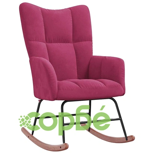 Люлеещ се стол с табуретка, виненочервен, кадифе ➤ топ цена ➤ sorbe.bg