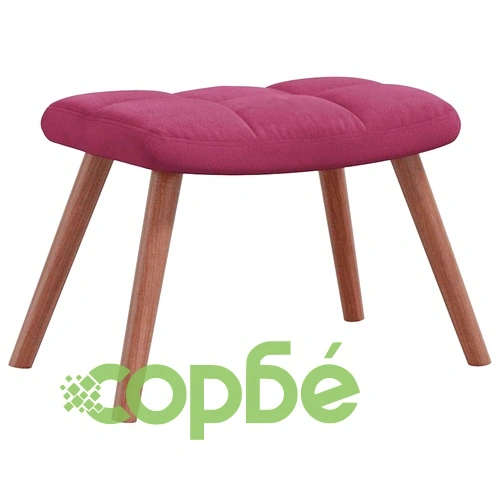 Люлеещ се стол с табуретка, виненочервен, кадифе ➤ топ цена ➤ sorbe.bg