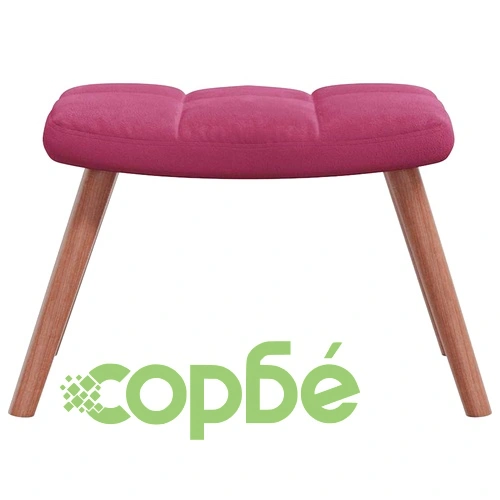 Люлеещ се стол с табуретка, виненочервен, кадифе ➤ топ цена ➤ sorbe.bg