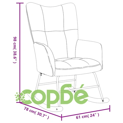 Люлеещ се стол с табуретка, черен, кадифе ➤ топ цена ➤ sorbe.bg