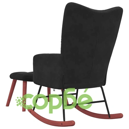 Люлеещ се стол с табуретка, черен, кадифе ➤ топ цена ➤ sorbe.bg