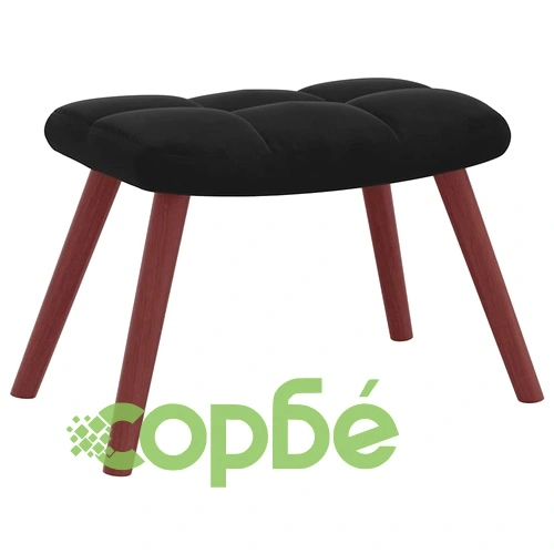 Люлеещ се стол с табуретка, черен, кадифе ➤ топ цена ➤ sorbe.bg