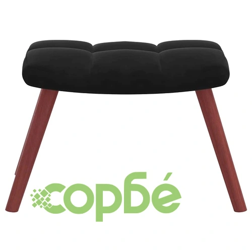 Люлеещ се стол с табуретка, черен, кадифе ➤ топ цена ➤ sorbe.bg