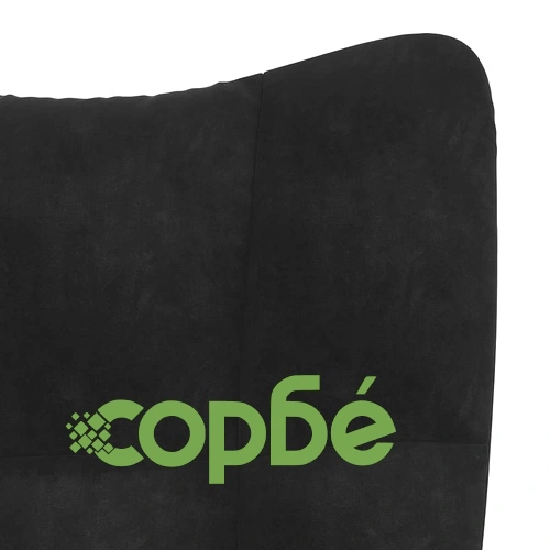 Люлеещ се стол с табуретка, черен, кадифе ➤ топ цена ➤ sorbe.bg