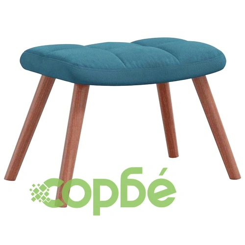 Люлеещ се стол с табуретка, син, кадифе ➤ топ цена ➤ sorbe.bg