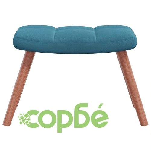 Люлеещ се стол с табуретка, син, кадифе ➤ топ цена ➤ sorbe.bg