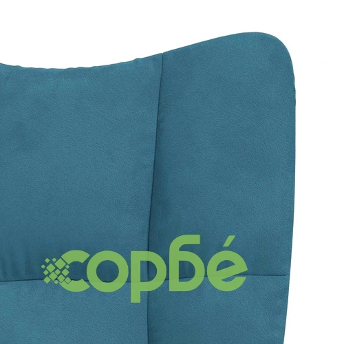 Люлеещ се стол с табуретка, син, кадифе ➤ топ цена ➤ sorbe.bg