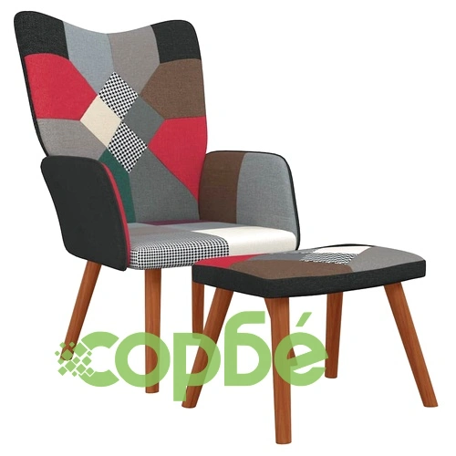 Релаксиращ стол с табуретка, пачуърк, плат ➤ топ цена ➤ sorbe.bg