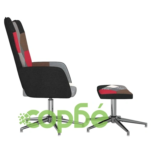 Релаксиращ стол с табуретка, пачуърк, плат ➤ топ цена ➤ sorbe.bg