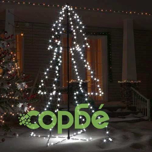 Коледна елха конус, 200 LED, за закрито и открито, 98x150 см ➤ топ цена ➤ sorbe.bg