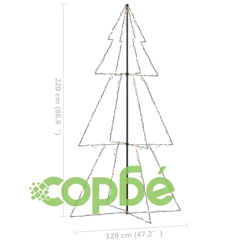 Коледна елха конус, 300 LED, за закрито и открито, 120x220 см ➤ топ цена ➤ sorbe.bg
