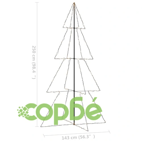 Коледна елха конус, 360 LED, за закрито и открито, 143x250 см ➤ топ цена ➤ sorbe.bg