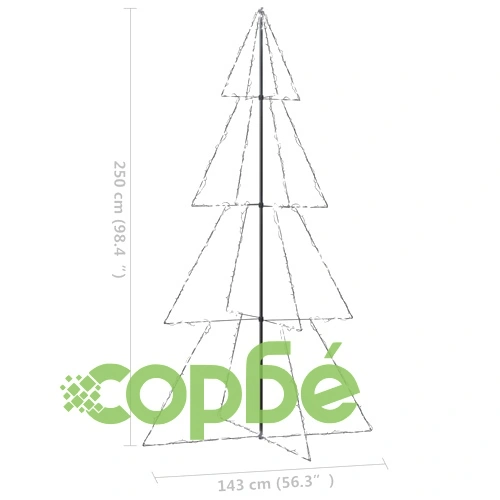 Коледна елха конус, 360 LED, за закрито и открито, 143x250 см ➤ топ цена ➤ sorbe.bg