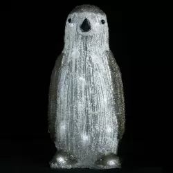 LED пингвин коледна акрилна фигура, за закрито и открито, 30 см