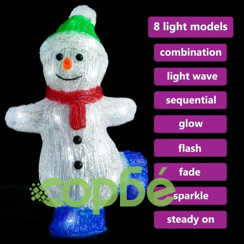 LED снежен човек коледна акрилна фигура закрито и открито 30 см ➤ топ цена ➤ sorbe.bg
