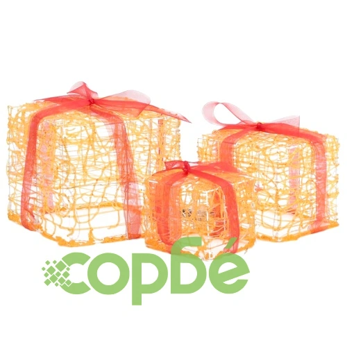 Декоративни акрилни коледни подаръчни кутии, 3 бр, топло бяло ➤ топ цена ➤ sorbe.bg