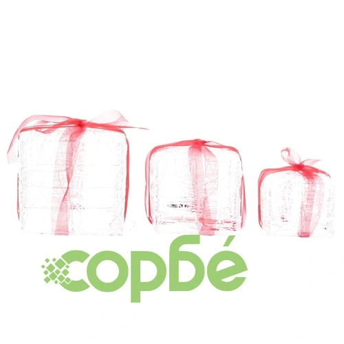 Декоративни акрилни коледни подаръчни кутии, 3 бр, студено бяло ➤ топ цена ➤ sorbe.bg