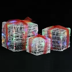 Декоративни акрилни коледни подаръчни кутии, 3 бр, многоцветни
