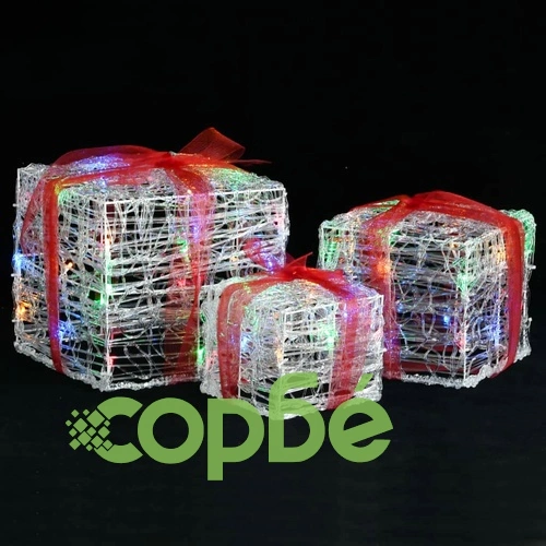 Декоративни акрилни коледни подаръчни кутии, 3 бр, многоцветни ➤ топ цена ➤ sorbe.bg