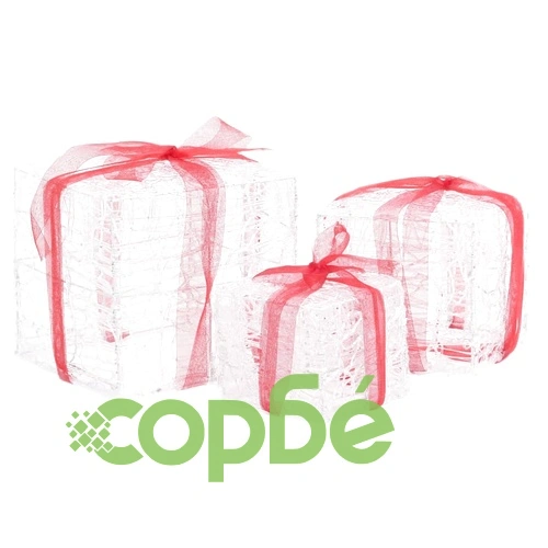 Декоративни акрилни коледни подаръчни кутии, 3 бр, многоцветни ➤ топ цена ➤ sorbe.bg