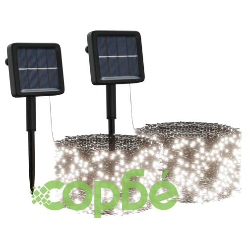 Соларни лампички 2 бр 2х200 LED студено бяло за закрито/открито ➤ топ цена ➤ sorbe.bg