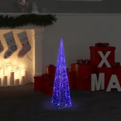 Акрилен декоративен LED светещ конус, син, 60 см