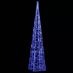 Акрилен декоративен LED светещ конус, син, 90 см
