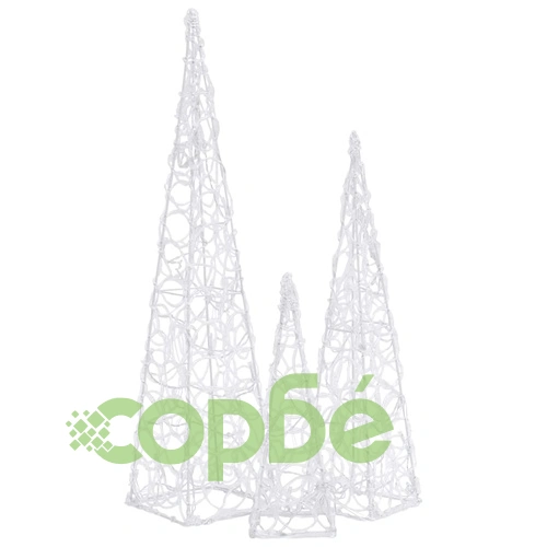 Комплект декорация LED конуси, многоцветни, 30/45/60 см, акрил ➤ топ цена ➤ sorbe.bg