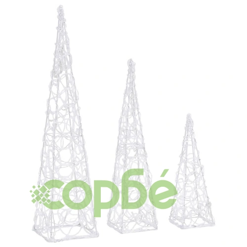 Комплект декорация LED конуси, многоцветни, 30/45/60 см, акрил ➤ топ цена ➤ sorbe.bg