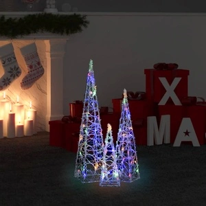 Комплект декорация LED конуси, многоцветни, 30/45/60 см, акрил