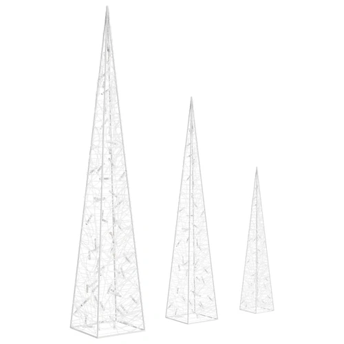 Комплект акрилни декоративни LED елхи студено бяло 60/90/120 см ➤ топ цена ➤ sorbe.bg