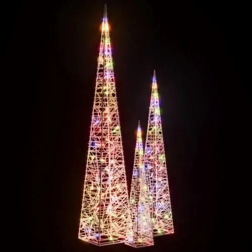 Комплект акрилни декоративни LED елхи многоцветни 60/90/120 см ➤ топ цена ➤ sorbe.bg