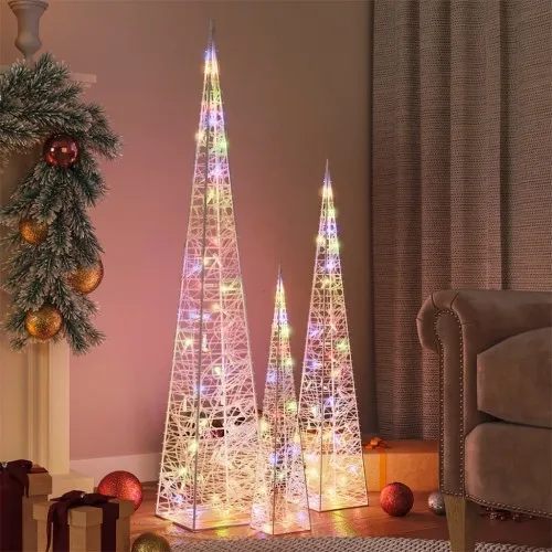 Комплект акрилни декоративни LED елхи многоцветни 60/90/120 см ➤ топ цена ➤ sorbe.bg