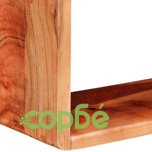 Кубични рафтове за стена, 3 части, акациево дърво масив ➤ топ цена ➤ sorbe.bg